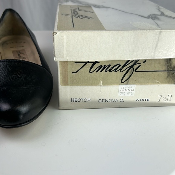 Amalfi Hector I Italian Black Leather Low Heels In Box Size 7 1/2B - Picture 10 of 10